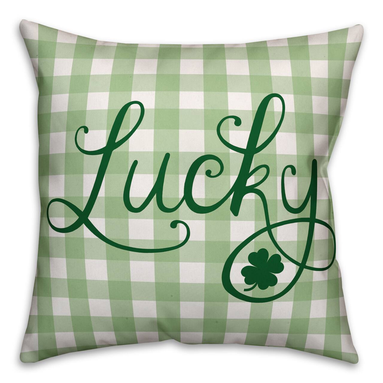 Green Buffalo Check Lucky Throw Pillow
